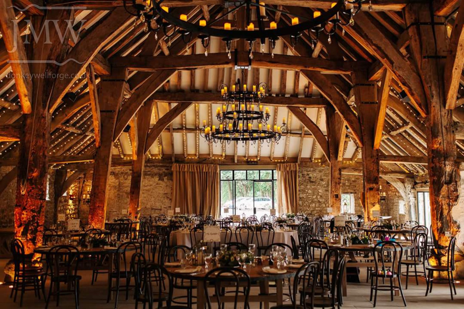 wrought-iron-chandelier-tithe-barn-wedding-venue-donkeywell-forge